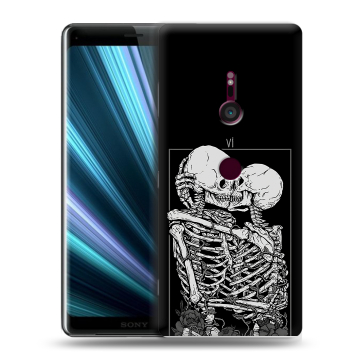 Пластиковый чехол на Sony Xperia XZ3 с принтом Поцелуй скелетов Пластиковый чехол на Sony Xperia XZ3 с принтом Поцелуй скелетов