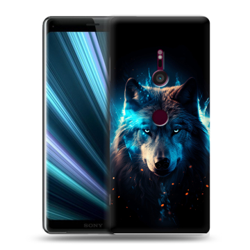 Пластиковый чехол на Sony Xperia XZ3 с принтом Волк ночной