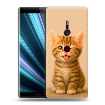 Пластиковый чехол на Sony Xperia XZ3 с принтом котенок Пластиковый чехол на Sony Xperia XZ3 с принтом котенок