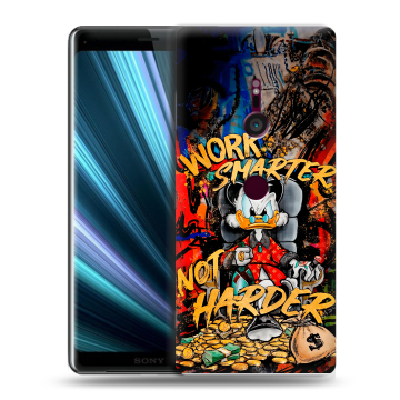 Пластиковый чехол на Sony Xperia XZ3 с принтом Дональд Дак Деньги