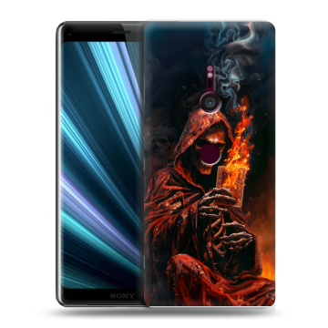Пластиковый чехол на Sony Xperia XZ3 с принтом Скелет и карты Пластиковый чехол на Sony Xperia XZ3 с принтом Скелет и карты