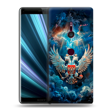 Пластиковый чехол на Sony Xperia XZ3 с принтом Герб флаг России Пластиковый чехол на Sony Xperia XZ3 с принтом Герб флаг России