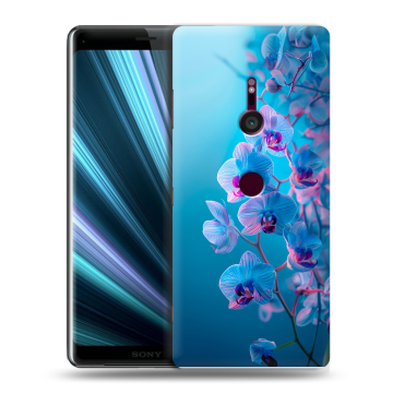Пластиковый чехол на Sony Xperia XZ3 с принтом голубые орхидеи Пластиковый чехол на Sony Xperia XZ3 с принтом голубые орхидеи