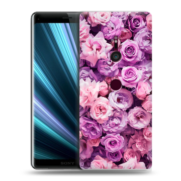 Пластиковый чехол на Sony Xperia XZ3 с принтом лавандовые розы Пластиковый чехол на Sony Xperia XZ3 с принтом лавандовые розы