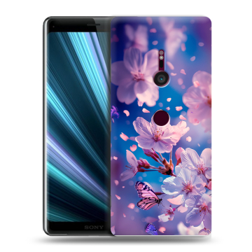 Пластиковый чехол на Sony Xperia XZ3 с принтом цветы бабочки Пластиковый чехол на Sony Xperia XZ3 с принтом цветы бабочки
