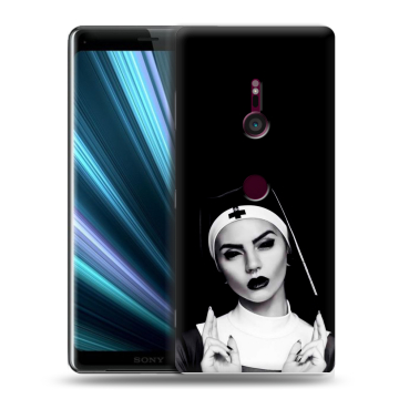 Пластиковый чехол на Sony Xperia XZ3 с принтом монашка Пластиковый чехол на Sony Xperia XZ3 с принтом монашка