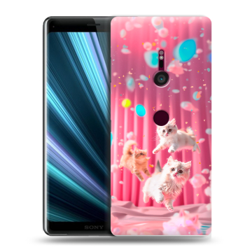 Пластиковый чехол на Sony Xperia XZ3 с принтом милые котики Пластиковый чехол на Sony Xperia XZ3 с принтом милые котики