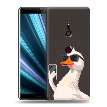 Пластиковый чехол на Sony Xperia XZ3 с принтом утка в очках Пластиковый чехол на Sony Xperia XZ3 с принтом утка в очках