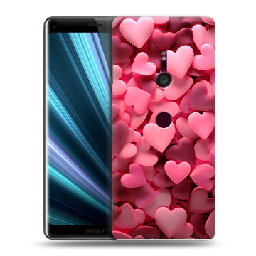 Пластиковый чехол на Sony Xperia XZ3 с принтом розовые сердечки Пластиковый чехол на Sony Xperia XZ3 с принтом розовые сердечки