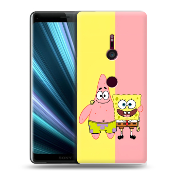 Пластиковый чехол на Sony Xperia XZ3 с принтом Спанч боб Спанчбоб Пластиковый чехол на Sony Xperia XZ3 с принтом Спанч боб Спанчбоб
