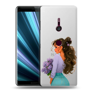 Пластиковый чехол на Sony Xperia XZ3 с принтом девушка цветы Пластиковый чехол на Sony Xperia XZ3 с принтом девушка цветы