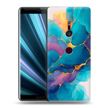 Пластиковый чехол на Sony Xperia XZ3 с принтом Мрамор блестки Пластиковый чехол на Sony Xperia XZ3 с принтом Мрамор блестки