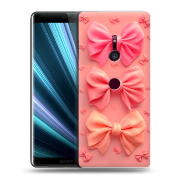 Пластиковый чехол на Sony Xperia XZ3 с принтом Розовые бантики Пластиковый чехол на Sony Xperia XZ3 с принтом Розовые бантики