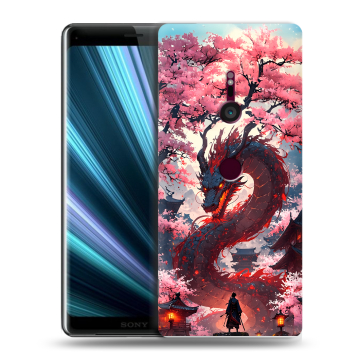 Пластиковый чехол на Sony Xperia XZ3 с принтом Дракон Японский Пластиковый чехол на Sony Xperia XZ3 с принтом Дракон Японский