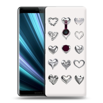 Пластиковый чехол на Sony Xperia XZ3 с принтом Y2K сердечки Пластиковый чехол на Sony Xperia XZ3 с принтом Y2K сердечки