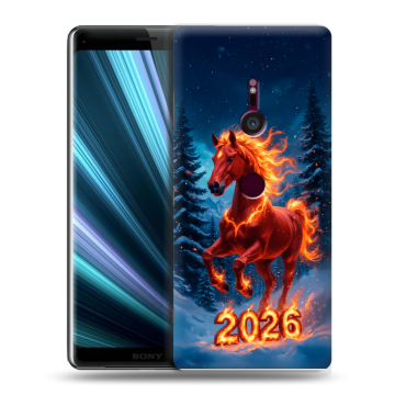 Пластиковый чехол на Sony Xperia XZ3 с принтом Новый год коня Пластиковый чехол на Sony Xperia XZ3 с принтом Новый год коня