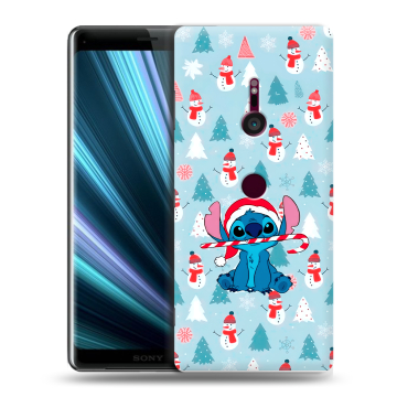 Пластиковый чехол на Sony Xperia XZ3 с принтом Стич Новый год Пластиковый чехол на Sony Xperia XZ3 с принтом Стич Новый год