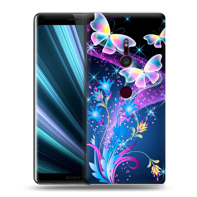 Пластиковый чехол на Sony Xperia XZ3 с принтом Бабочки Пластиковый чехол на Sony Xperia XZ3 с принтом Бабочки