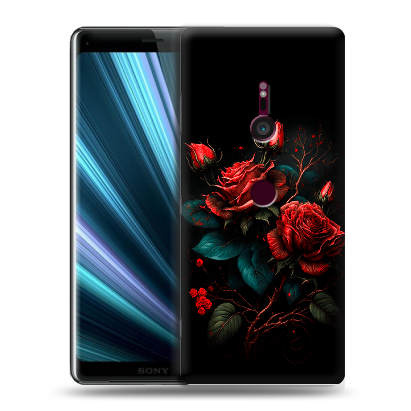 Пластиковый чехол на Sony Xperia XZ3 с принтом Розы красные Пластиковый чехол на Sony Xperia XZ3 с принтом Розы красные