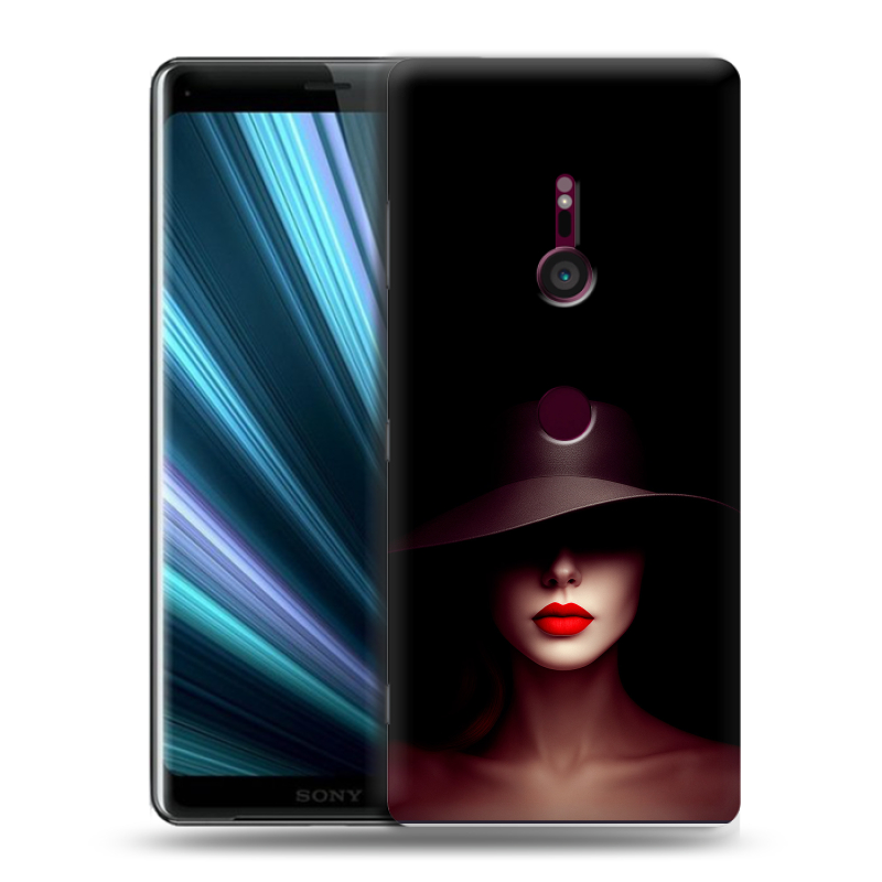 Пластиковый чехол на Sony Xperia XZ3 с принтом Девушка в шляпе Пластиковый чехол на Sony Xperia XZ3 с принтом Девушка в шляпе