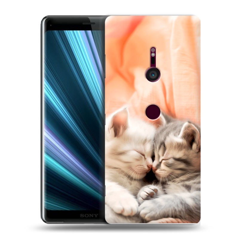 Пластиковый чехол на Sony Xperia XZ3 с принтом Котята Пластиковый чехол на Sony Xperia XZ3 с принтом Котята
