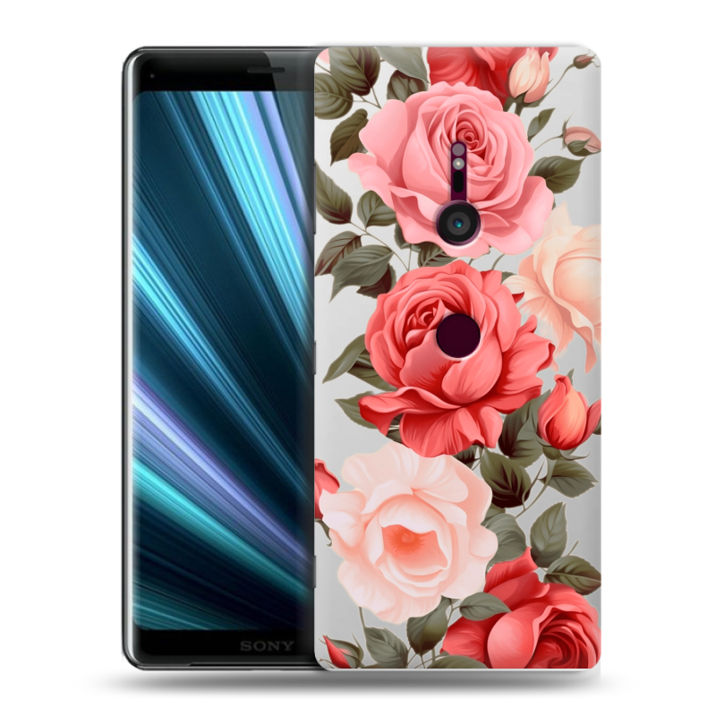 Пластиковый чехол на Sony Xperia XZ3 с принтом Розы Пластиковый чехол на Sony Xperia XZ3 с принтом Розы