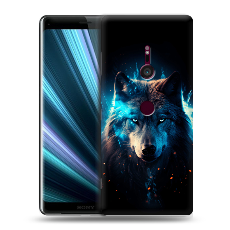 Пластиковый чехол на Sony Xperia XZ3 с принтом Волк ночной Пластиковый чехол на Sony Xperia XZ3 с принтом Волк ночной