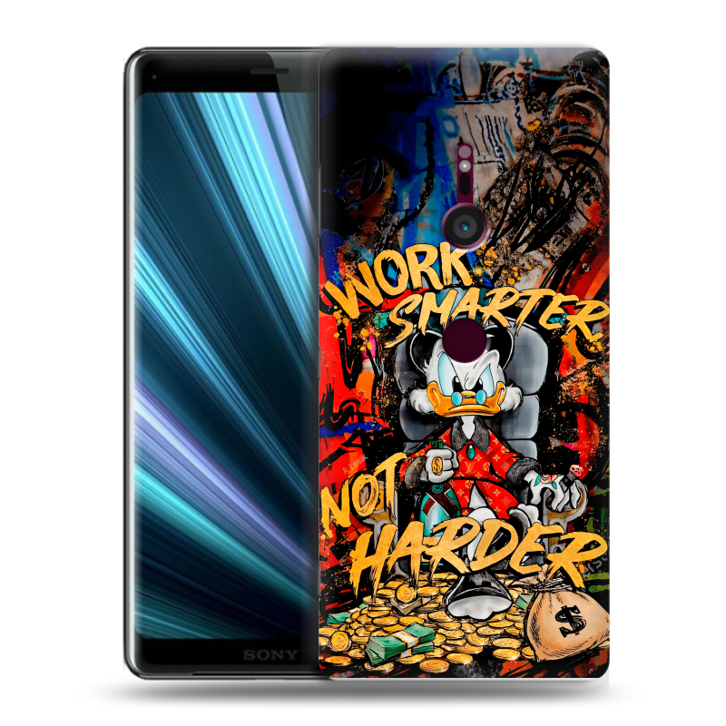 Пластиковый чехол на Sony Xperia XZ3 с принтом Дональд Дак Деньги Пластиковый чехол на Sony Xperia XZ3 с принтом Дональд Дак Деньги