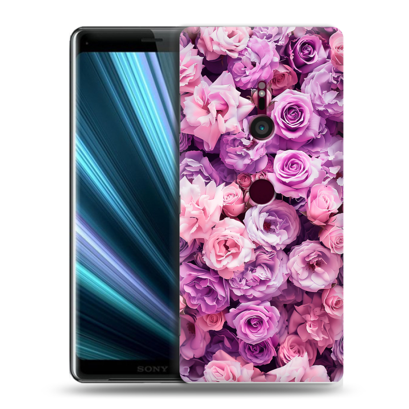 Пластиковый чехол на Sony Xperia XZ3 с принтом лавандовые розы Пластиковый чехол на Sony Xperia XZ3 с принтом лавандовые розы