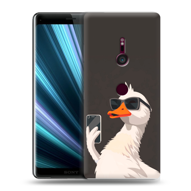 Пластиковый чехол на Sony Xperia XZ3 с принтом утка в очках Пластиковый чехол на Sony Xperia XZ3 с принтом утка в очках