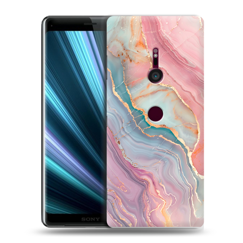 Пластиковый чехол на Sony Xperia XZ3 с принтом розовый мрамор Пластиковый чехол на Sony Xperia XZ3 с принтом розовый мрамор