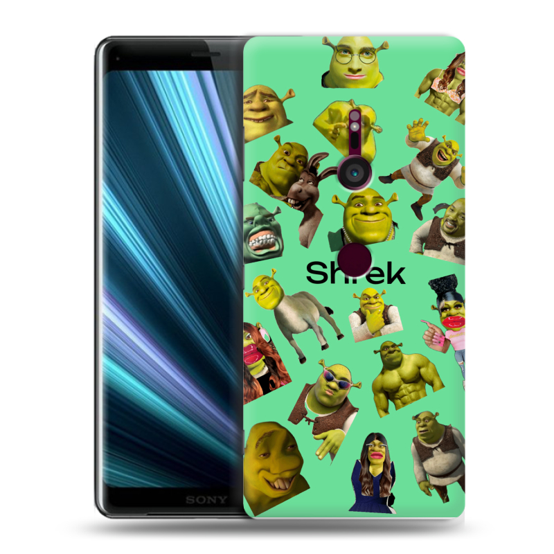 Пластиковый чехол на Sony Xperia XZ3 с принтом Шрек Shrek Пластиковый чехол на Sony Xperia XZ3 с принтом Шрек Shrek