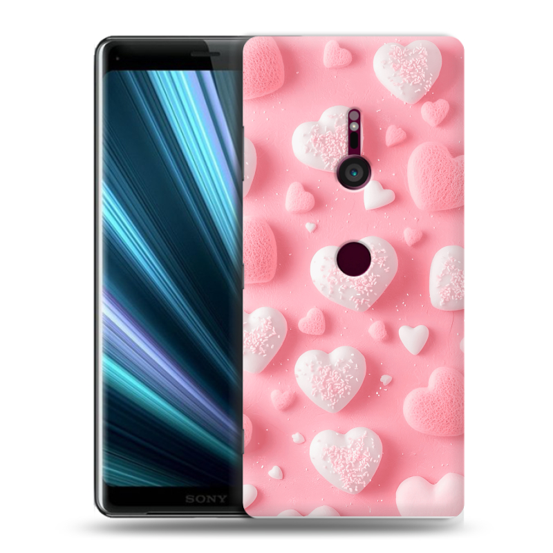 Пластиковый чехол на Sony Xperia XZ3 с принтом Сердечки Пластиковый чехол на Sony Xperia XZ3 с принтом Сердечки