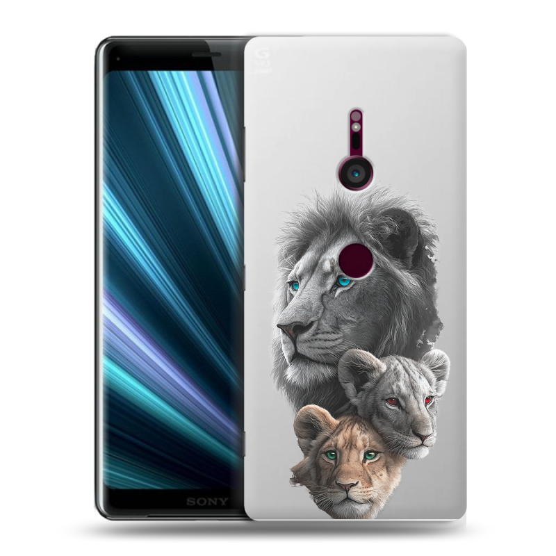 Пластиковый чехол на Sony Xperia XZ3 с принтом Львы Пластиковый чехол на Sony Xperia XZ3 с принтом Львы