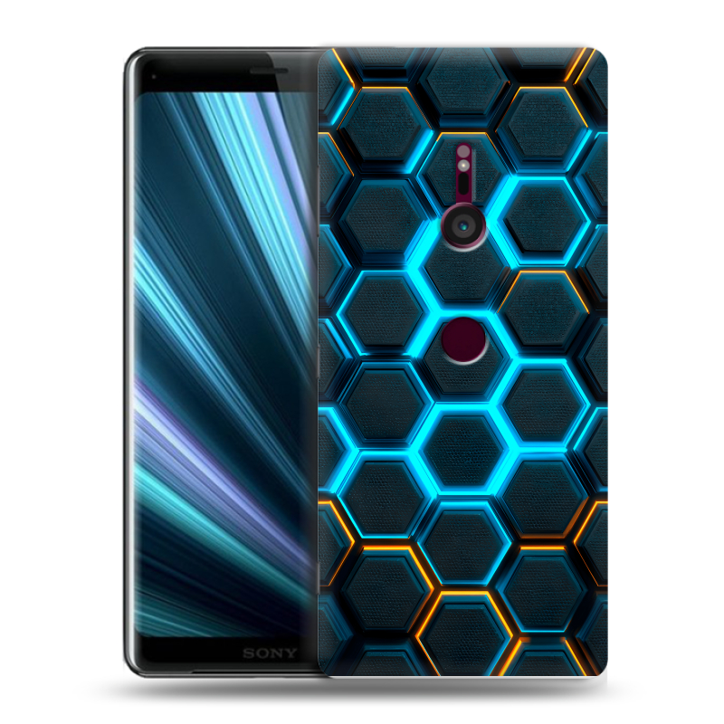 Пластиковый чехол на Sony Xperia XZ3 с принтом Неоновые соты Пластиковый чехол на Sony Xperia XZ3 с принтом Неоновые соты