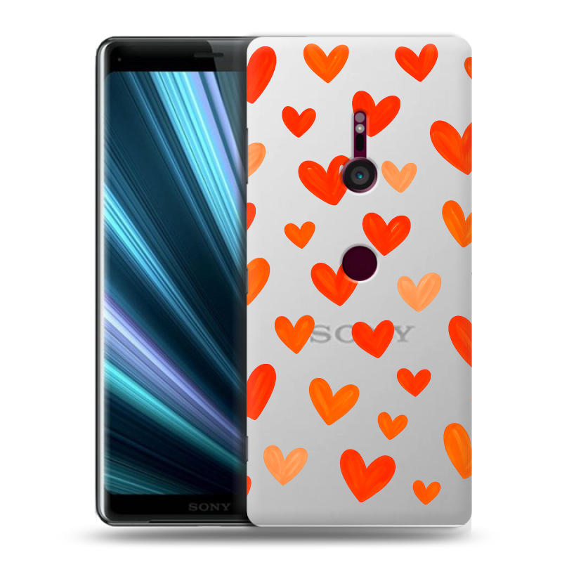 Пластиковый чехол на Sony Xperia XZ3 с принтом Сердечки Пластиковый чехол на Sony Xperia XZ3 с принтом Сердечки