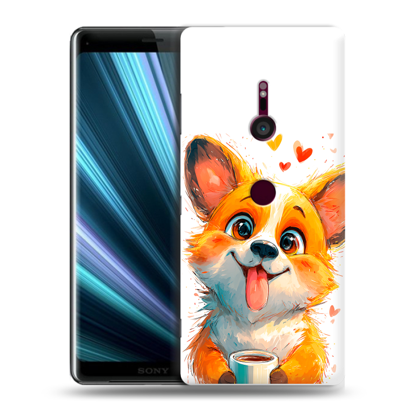 Пластиковый чехол на Sony Xperia XZ3 с принтом корги Пластиковый чехол на Sony Xperia XZ3 с принтом корги
