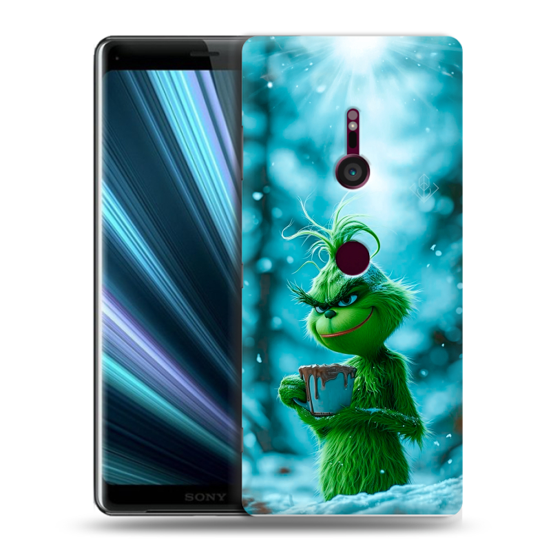 Пластиковый чехол на Sony Xperia XZ3 с принтом Новый год гринч Пластиковый чехол на Sony Xperia XZ3 с принтом Новый год гринч