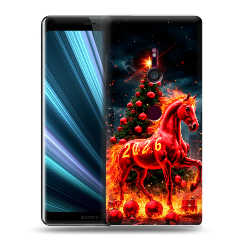 Пластиковый чехол на Sony Xperia XZ3 с принтом Новый год Пластиковый чехол на Sony Xperia XZ3 с принтом Новый год