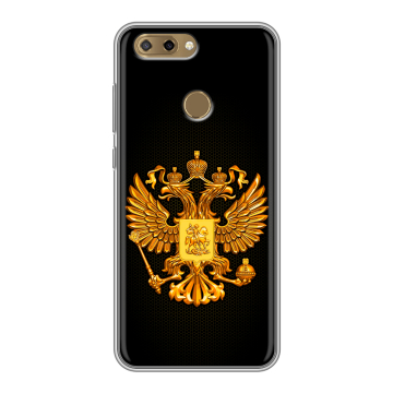 Силиконовый чехол на ZTE Blade V9 Vita с принтом Герб России желтый