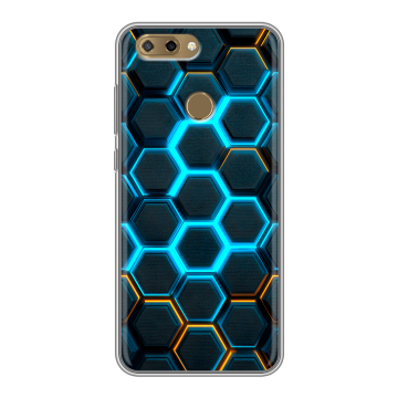 Силиконовый чехол на ZTE Blade V9 Vita с принтом Неоновые соты