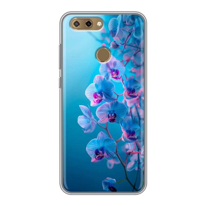 Силиконовый чехол на ZTE Blade V9 Vita с принтом голубые орхидеи Силиконовый чехол на ZTE Blade V9 Vita с принтом голубые орхидеи