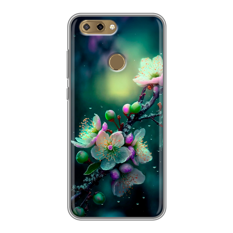 Силиконовый чехол на ZTE Blade V9 Vita с принтом Цветы и мрамор Силиконовый чехол на ZTE Blade V9 Vita с принтом Цветы и мрамор
