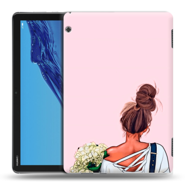 Силиконовый противоударный чехол на планшета Huawei MediaPad T5 с принтом Девушка и букет Силиконовый противоударный чехол на планшета Huawei MediaPad T5 с принтом Девушка и букет