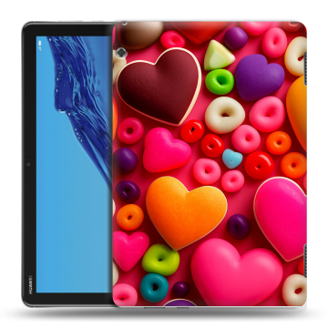 Силиконовый противоударный чехол на планшета Huawei MediaPad T5 с принтом Сердечки Силиконовый противоударный чехол на планшета Huawei MediaPad T5 с принтом Сердечки