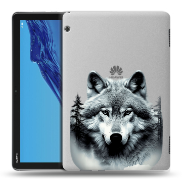 Силиконовый противоударный чехол на планшета Huawei MediaPad T5 с принтом Волк в лесу Силиконовый противоударный чехол на планшета Huawei MediaPad T5 с принтом Волк в лесу
