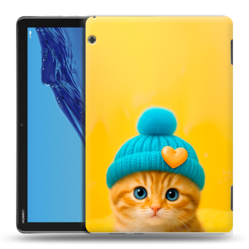 Силиконовый противоударный чехол на планшета Huawei MediaPad T5 с принтом Котенок в шапке Силиконовый противоударный чехол на планшета Huawei MediaPad T5 с принтом Котенок в шапке