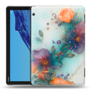 Силиконовый противоударный чехол на планшета Huawei MediaPad T5 с принтом Акварельные цветы Силиконовый противоударный чехол на планшета Huawei MediaPad T5 с принтом Акварельные цветы