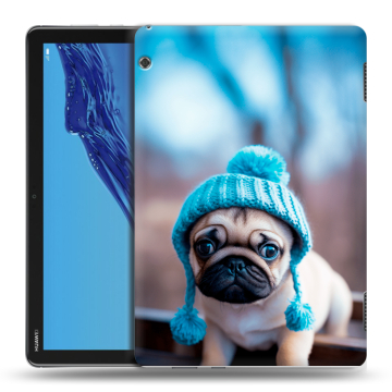 Силиконовый противоударный чехол на планшета Huawei MediaPad T5 с принтом Мопс в шапке Силиконовый противоударный чехол на планшета Huawei MediaPad T5 с принтом Мопс в шапке