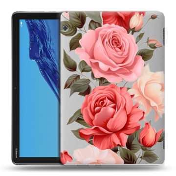 Силиконовый противоударный чехол на планшета Huawei MediaPad T5 с принтом Розы